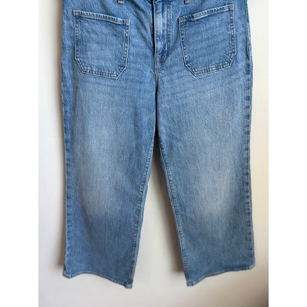 J. Crew High Waisted Button Fly Point Sur Denim Wide Leg Crop Jeans Blue 25P - Picture 4 of 10
